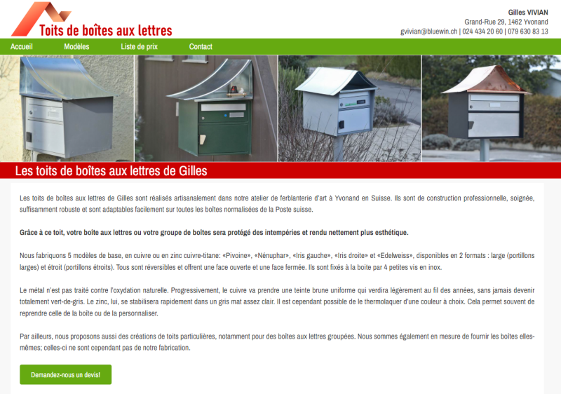 Couverture de boîtes aux lettres en métal (Suisse)